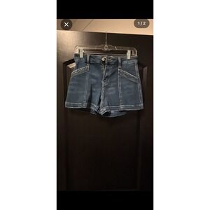 Vervet Los Angeles High Waisted Denim Shorts Blue Raw Hem Size 27 S NWOT